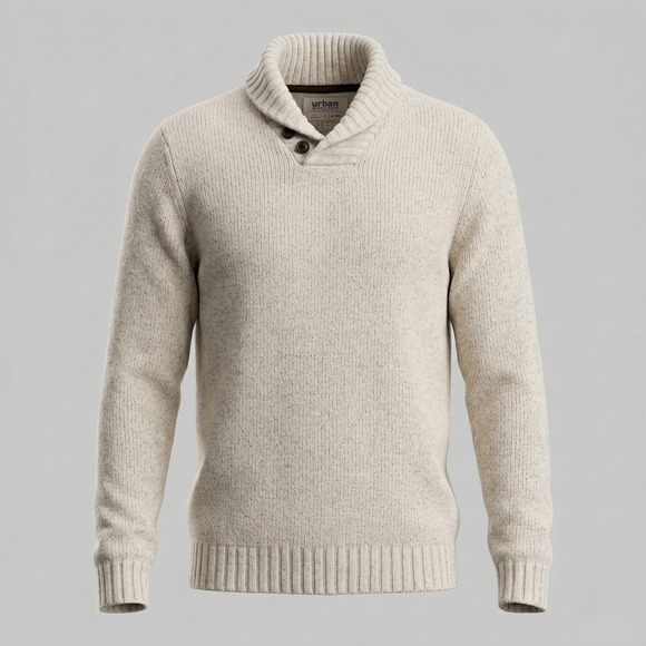 urban pipeline Other - Urban Pipeline Mens XL‎ Oatmeal Beige Sweater Shawl Collar Button Knit Pullover